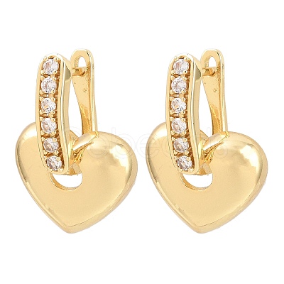 Brass Micro Pave Clear Cubic Zirconia Hoop Dangle Earrings EJEW-G471-30C-G-1