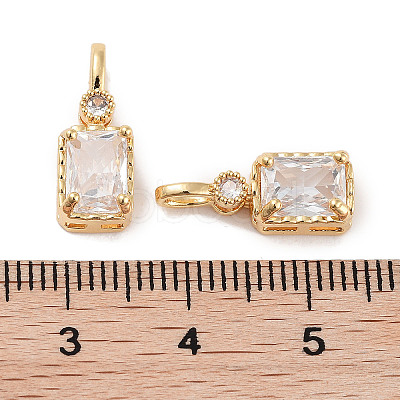 Brass Micro Pave Cubic Zirconia Pendants KK-C051-54G-02-1