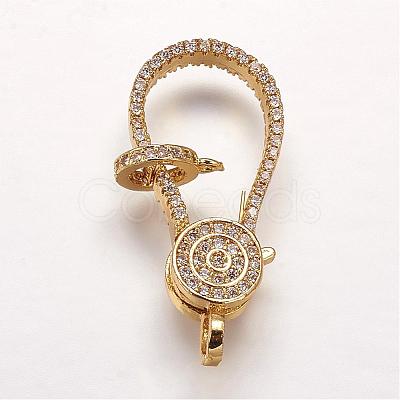 Brass Micro Pave Cubic Zirconia Lobster Claw Clasps ZIRC-G095-54G-1