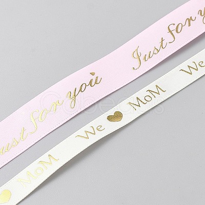 6 Rolls 6 Styles Mother's Day Word Polyester Word Printed Ribbon OCOR-WH0078-420-1