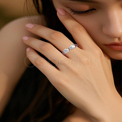 2Pcs Alloy Cuff Open Rings for Women RJEW-LP0005-18-1