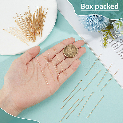 120Pcs Brass Flat Head Pins FIND-BC0019-23G-1