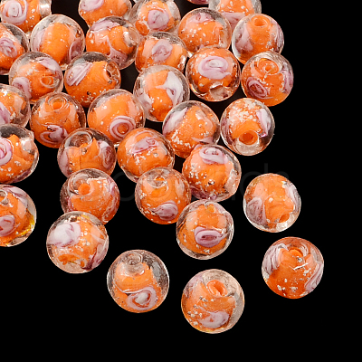 Handmade Luminous Inner Flower Lampwork Beads X-LAMP-R129-8mm-M-1