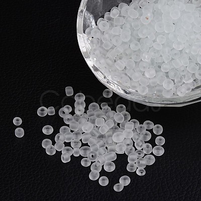 6/0 Frosted Round Glass Seed Beads X-SEED-A008-4mm-M1-1