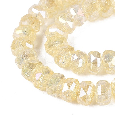 Electroplate Transparent Crackle Glass Beads Strands EGLA-Q135-01A-B03-1