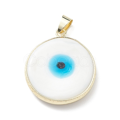 Handmade Evil Eye Lampwork Pendants LAMP-F031-03G-03-1
