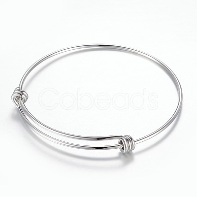 Tarnish Resistant Adjustable 304 Stainless Steel Expandable Bangle Making LS-BJEW-H510-01P-1
