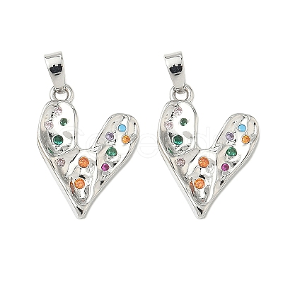 Brass Micro Pave Clear Cubic Zirconia Pendants KK-B139-03P-1