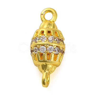 Brass Micro Pave Clear Cubic Zirconia Hollow Oval Connector Charms KK-A230-05A-G-1