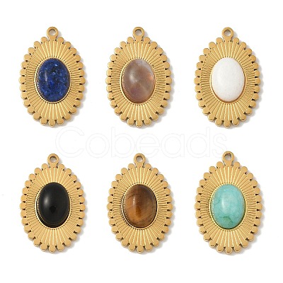 Natural Mixed Gemstone Pendants STAS-P394-06G-1