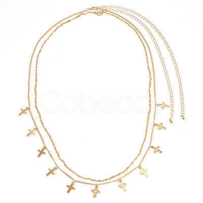 1Pc Alloy Double Layer Cross Charm Waist Chains AJEW-TA0002-20-1