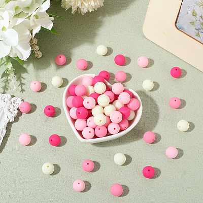 Rubberized Style Imitated Silicone Acrylic Beads MACR-PA0001-06B-01-1
