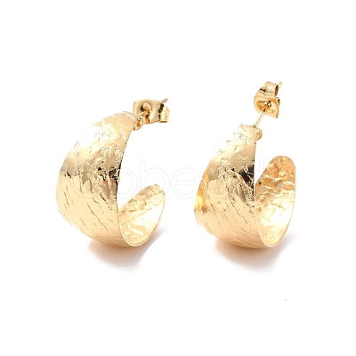 Ion Plating(IP) 304 Stainless Steel Chunky C-shape Stud Earrings EJEW-P198-05G-1