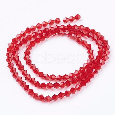 Red Glass Bicone Beads Strands X-GLAA-S026-11-1