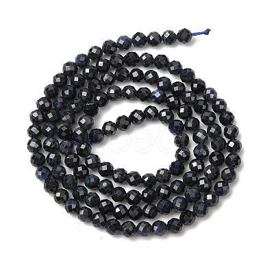 Natural Black Sapphire Beads Strands G-P625-3mm-01-1