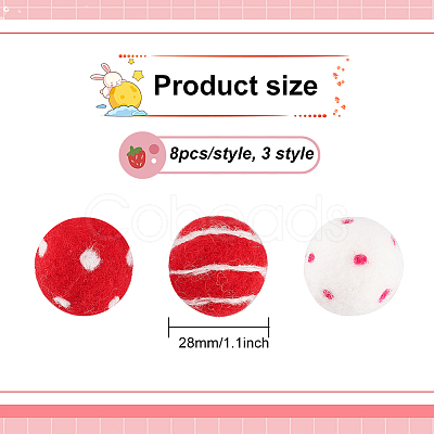 24Pcs 3 Style Craft Pom Pom for DIY Doll Keychain Hair Accessories DIY-FG0004-20-1