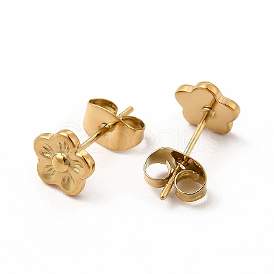 304 Stainless Steel Flower Stud Earrings for Women EJEW-C004-07G-1