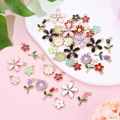 40Pcs 5 Styles Random Color Alloy Enamel Charms ENAM-YW0004-79B-1
