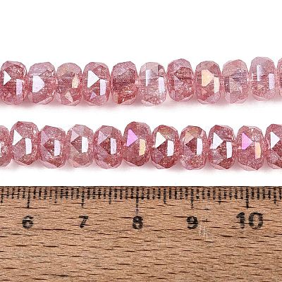 Electroplate Transparent Crackle Glass Beads Strands EGLA-Q135-01A-B08-1
