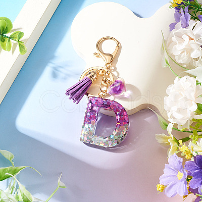 Alloy Resin Heart Keychains KEYC-TADJ0002-01G-D-1