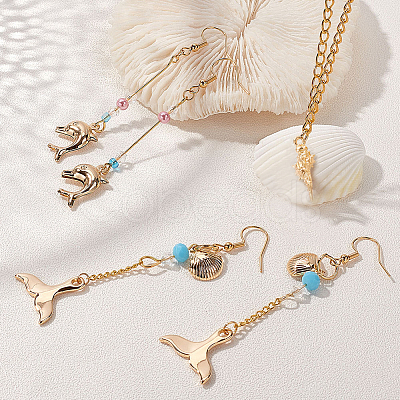 Ocean Theme Brass Pendants KK-SC0001-54G-1