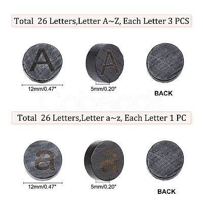 26Pcs 26 Styles Flat Round with Letter Wooden Cabochons WOOD-GA0001-28-1