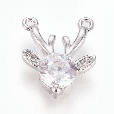 Christmas Brass Micro Pave Cubic Zirconia Pendants ZIRC-G166-03P-1