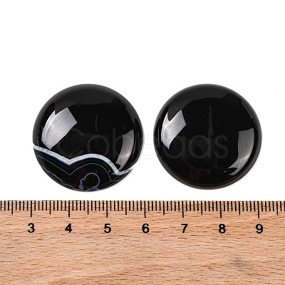 Natural Dyed & Heated Black Agate Cabochons G-B085-02A-03-1