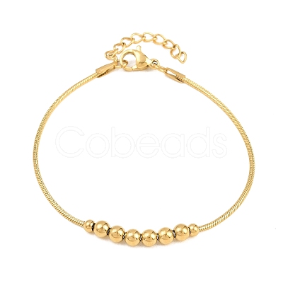 201 Steel Round Beaded Bracelets BJEW-D458-06G-1
