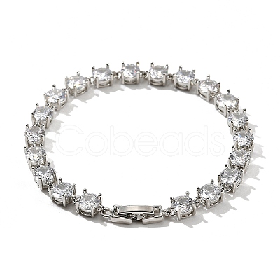Brass Micro Pave Clear Cubic Zirconia Bracelets BJEW-D333-01P-1