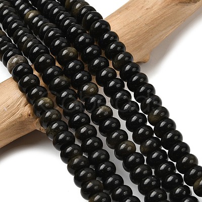 Natural Golden Sheen Obsidian Beads Strands G-A280-A15-02-1