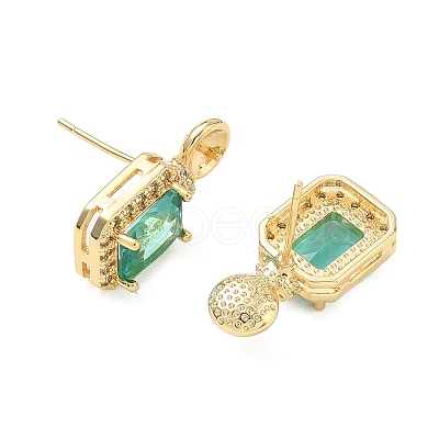 Brass Pave Cubic Zirconia Stud Earring Findings KK-C172-10G-1