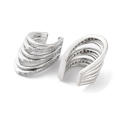 Brass Micro Pave Cubic Zirconia Cuff Earrings EJEW-D088-10P-1