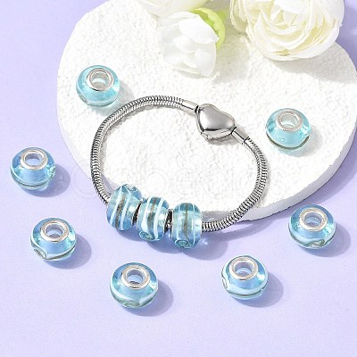 Rondelle Handmade Gold Sand Lampwork European Large Hole Beads X-LPDL-R007-07B-1