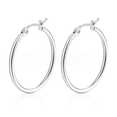 Non-Tarnish 304 Stainless Steel Hoop Earrings PW-WG89744-11-1