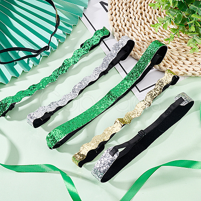 6Pcs 6 Colors Glitter Cloth Hair Bands AJEW-GA0005-37-1