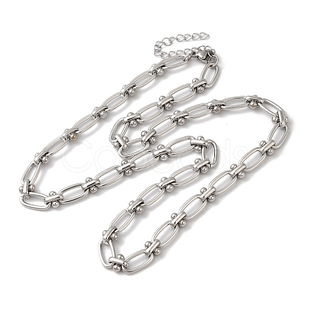 Non-Tarnish 304 Stainless Steel Oval Links Necklace for Women NJEW-B107-07P-03-1