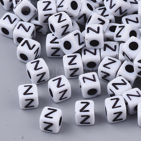 White Opaque Acrylic Beads X-MACR-R869-02Z-1