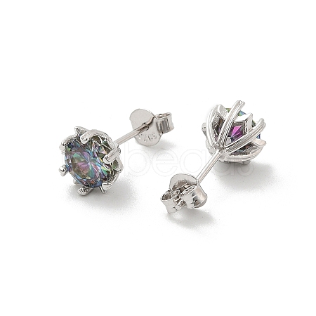 925 Sterling Silver Moissanite Rhinestone Stud Earrings EJEW-U042-05P-02-1