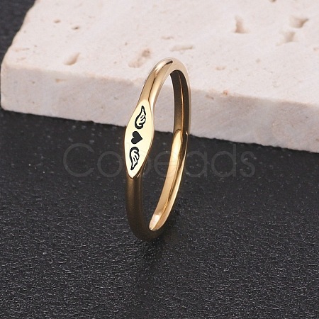 Heart Wing Pattern 304 Stainless Steel Finger Rings FS-WGA5734-09-1
