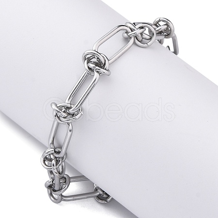 667 Stainless Steel(Grade 201 Equivalent) Paperclip Chain Bracelets for Women BJEW-P347-03P-1
