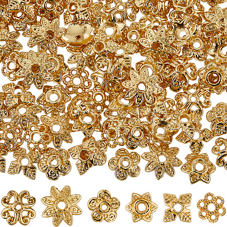 120Pcs 6 Style Alloy Bead Caps FIND-SC0008-73-1