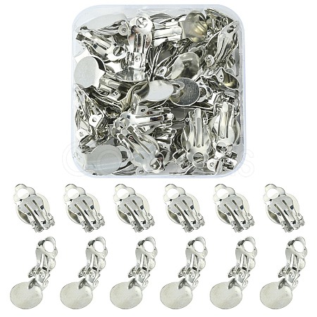 50Pcs Iron Clip-on Earring Settings IFIN-YW0003-03-1