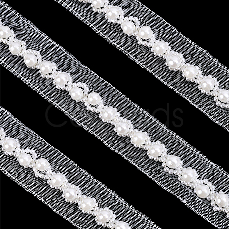 2Yards Netting Fabric Beaded Trim Ribbon OCOR-ME0001-64A-01-1