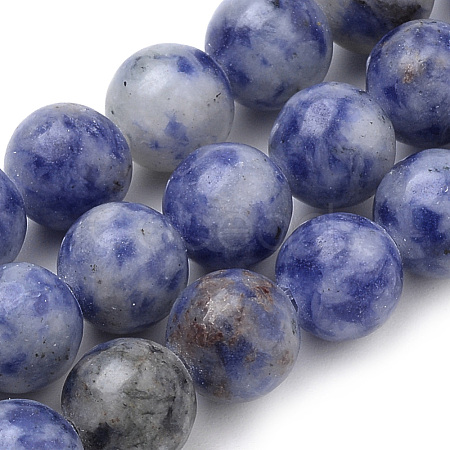 Natural Brazil Blue Spot Jasper Beads Strands X-G-S259-36-8mm-1