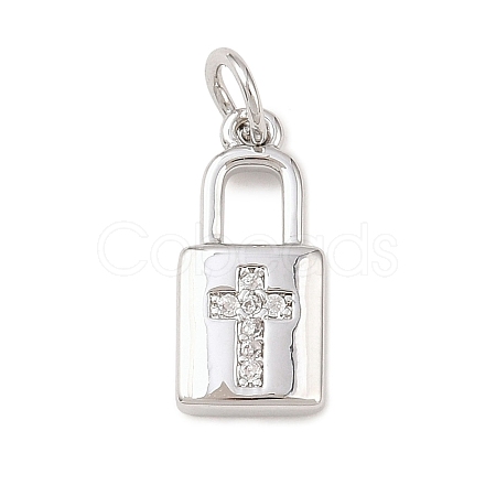 Brass Micro Pave Clear Cubic Zirconia Pendants KK-G544-08P-01-1