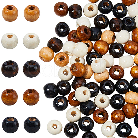 400Pcs 5 Styles Wooden Beads WOOD-DC0001-40-1