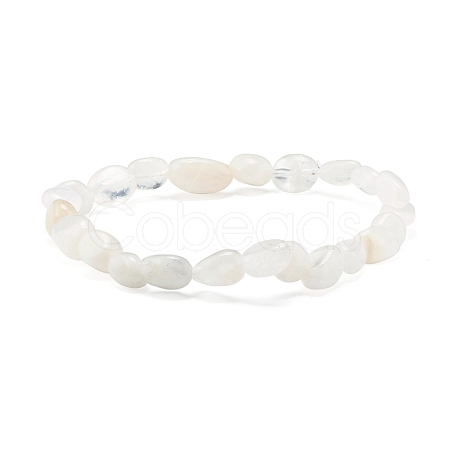 Natural Rainbow Moonstone Nuggets Beads Stretch Bracelet for Her BJEW-JB06951-09-1