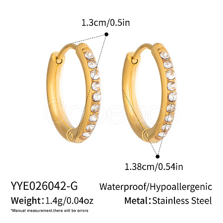 304 Stainless Steel Micro Pave Cubic Zirconia Huggie Hoop Earrings for Women IV7496-3-1
