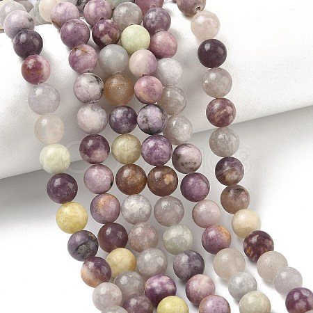 Natural Lepidolite/Purple Mica Stone Beads Strands G-F591-28-8mm-1
